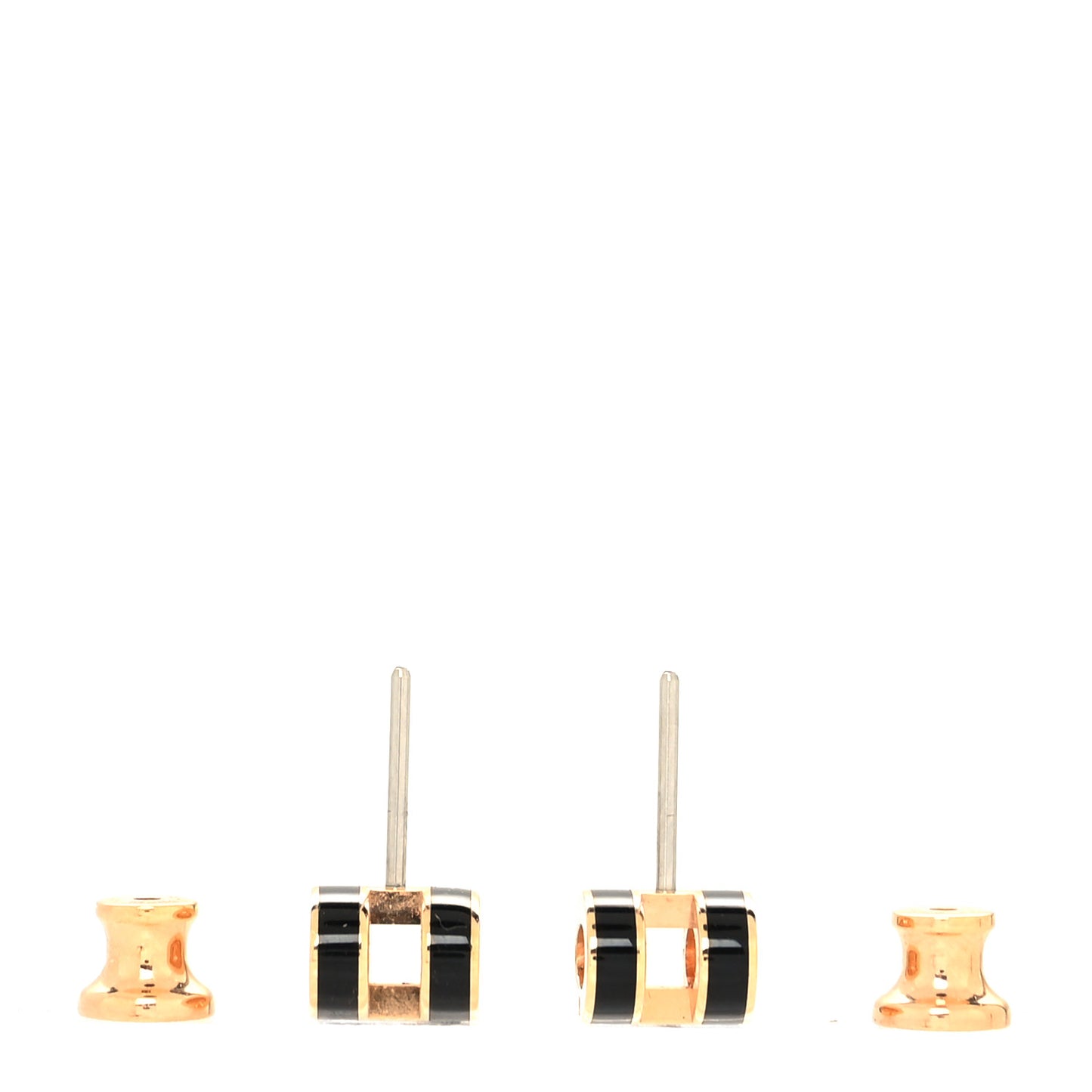 Rose Gold Lacquered Mini Pop H Earrings Black