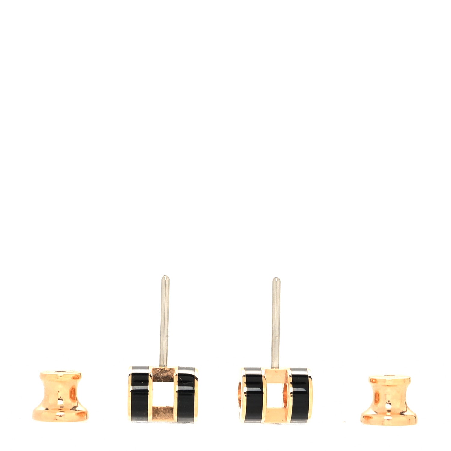 Hermes Rose Gold Lacquered Mini Pop H Earrings Black 3 of 5