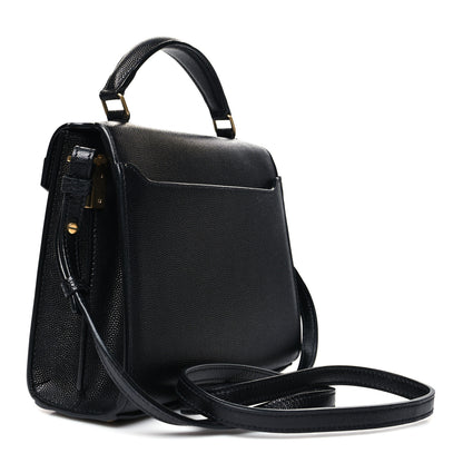 Saint Laurent Grain de Poudre Mini Classic Monogram Cassandra Top Handle Black Rouge Legion 3 of 11