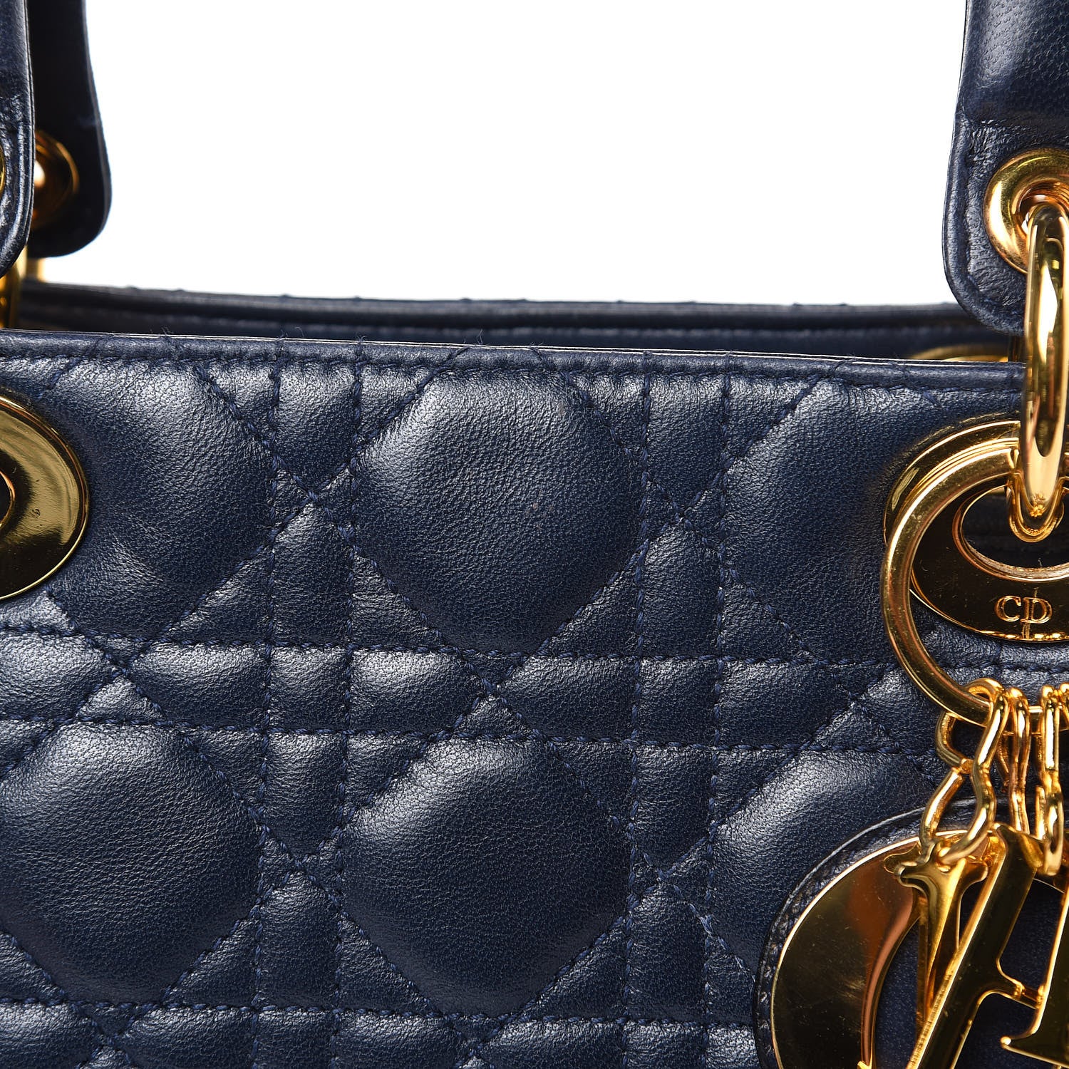 Christian Dior Lambskin Cannage Medium Lady Dior Navy Blue 16 of 17