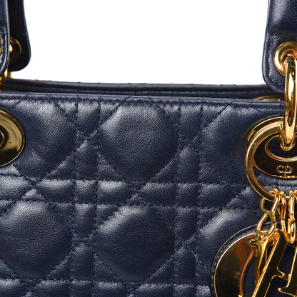 Christian Dior Lambskin Cannage Medium Lady Dior Navy Blue 16 of 17