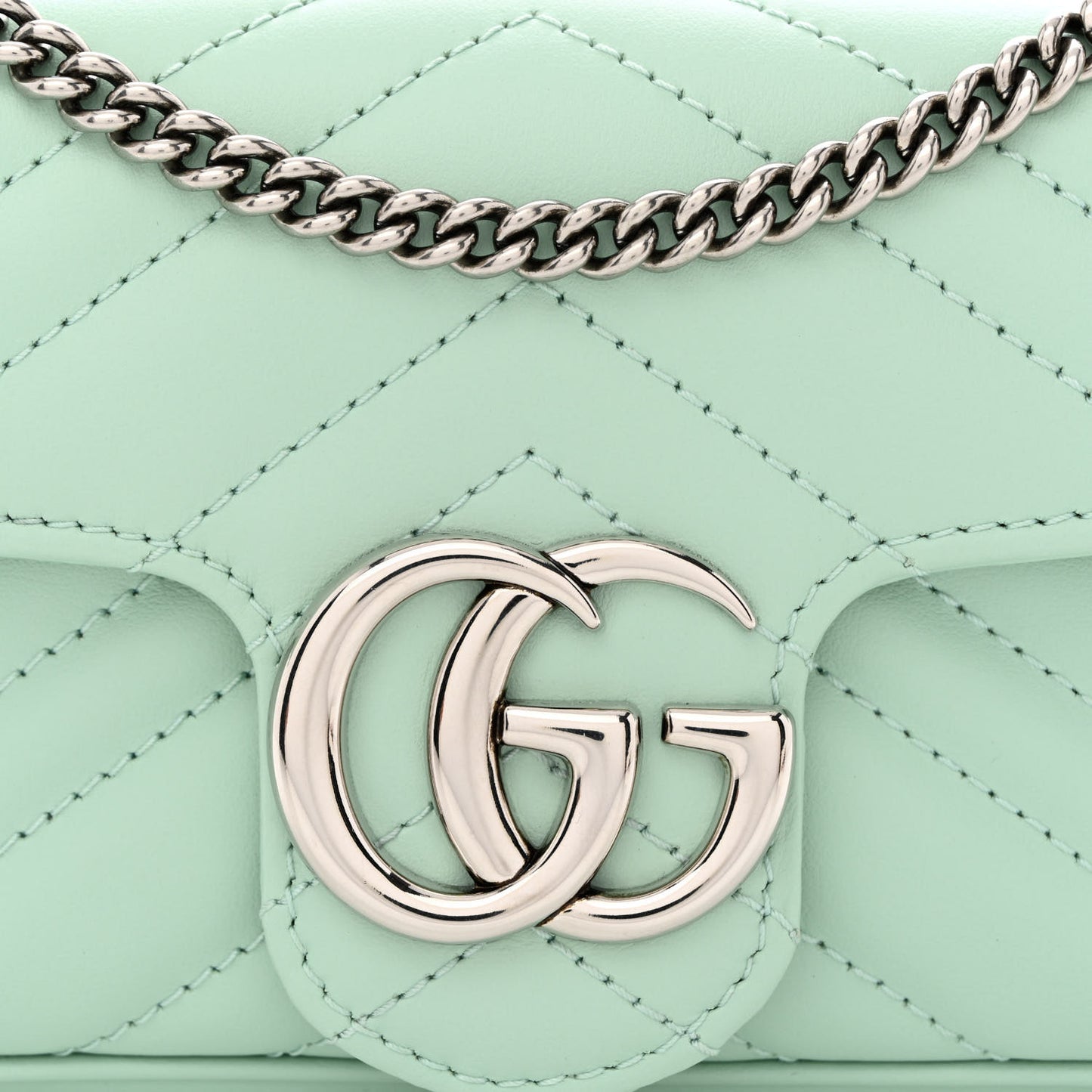 Calfskin Matelasse Super Mini GG Marmont Shoulder Bag Water Green