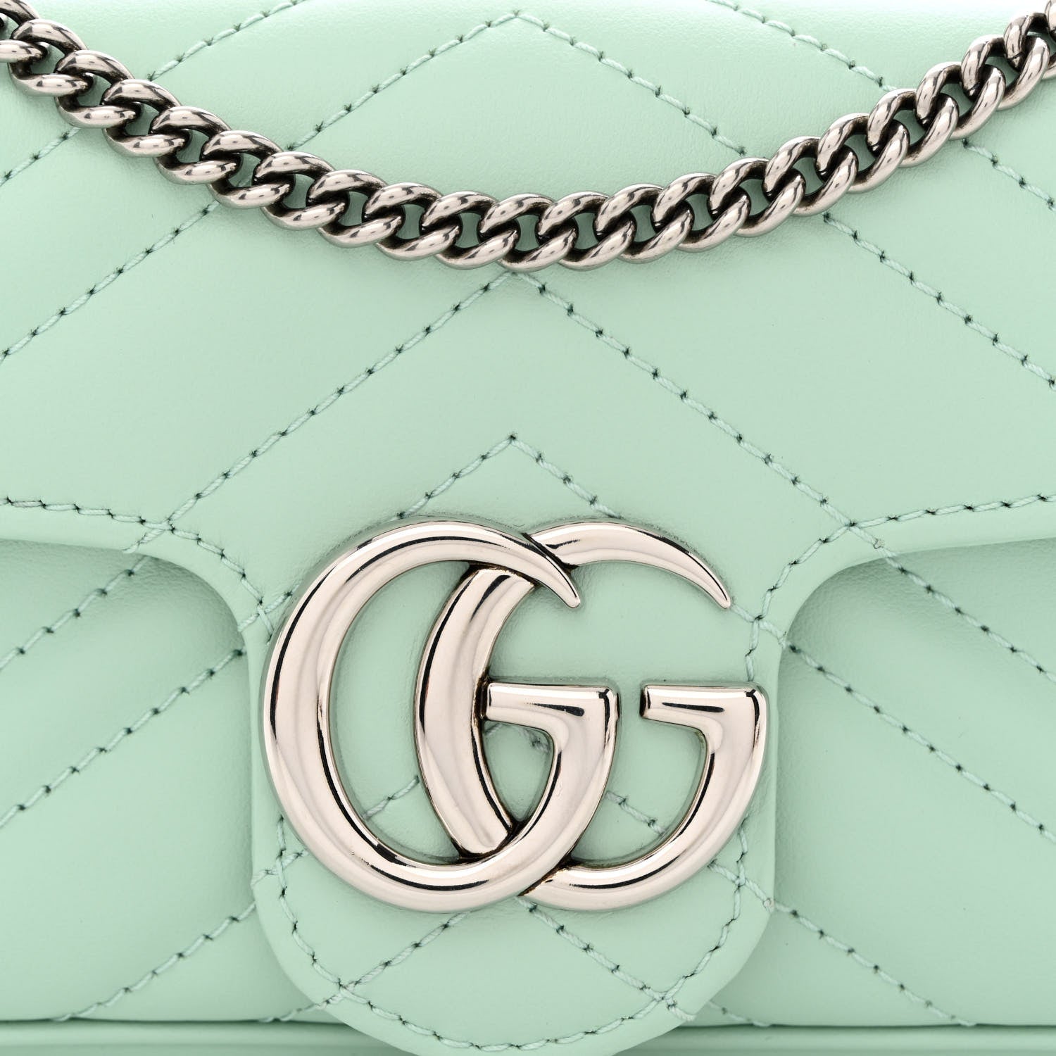 Gucci Calfskin Matelasse Super Mini GG Marmont Shoulder Bag Water Green 8 of 10
