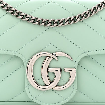 Gucci Calfskin Matelasse Super Mini GG Marmont Shoulder Bag Water Green 8 of 10