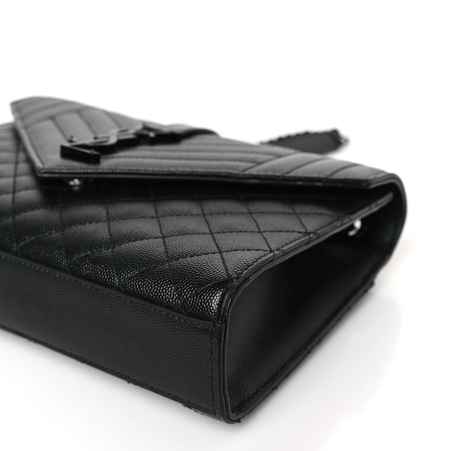 Grain De Poudre Textured Mixed Matelasse Triquilt Medium Monogram Monochrome Satchel Black