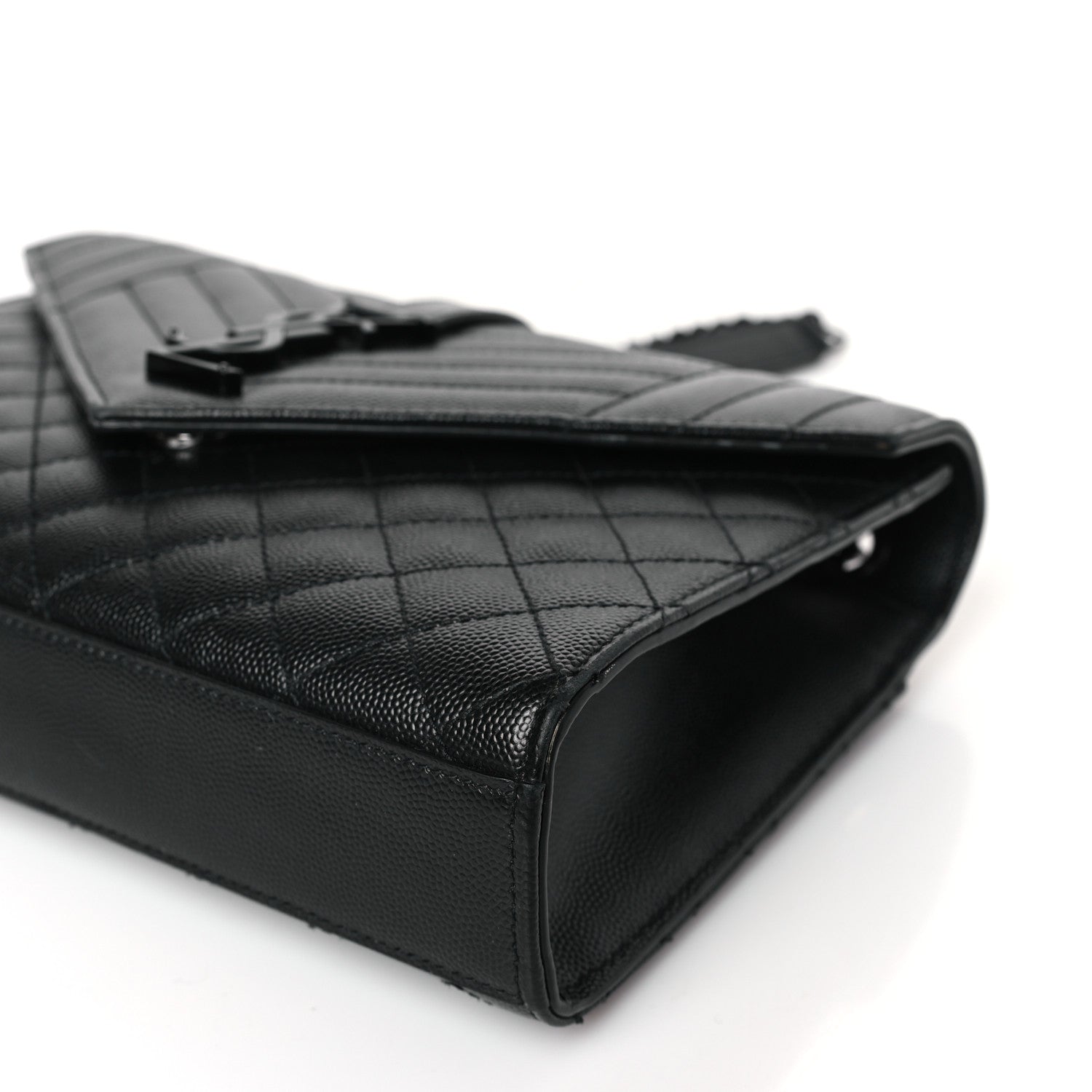 Saint Laurent Grain De Poudre Textured Mixed Matelasse Triquilt Medium Monogram Monochrome Satchel Black 9 of 9