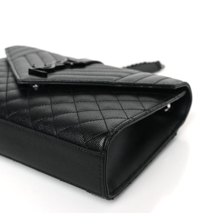 Saint Laurent Grain De Poudre Textured Mixed Matelasse Triquilt Medium Monogram Monochrome Satchel Black 9 of 9