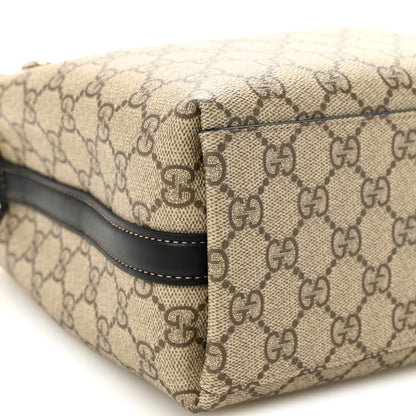 Gucci GG Supreme Monogram Emblem Mini Bucket Bag Beige Black 14 of 17