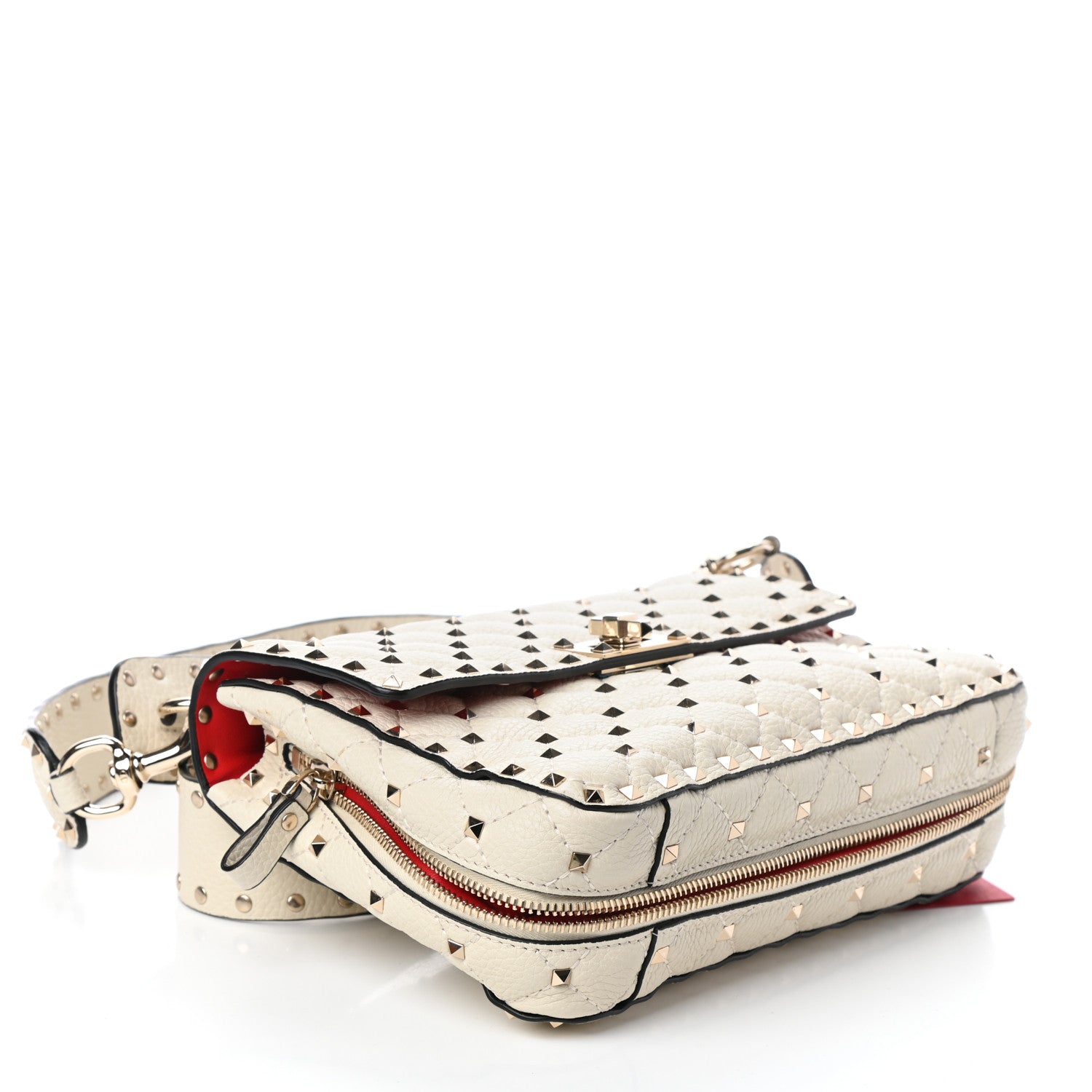 Valentino Garavani Grained Calfskin Medium Rockstud Spike Shoulder Bag Light Ivory 4 of 10