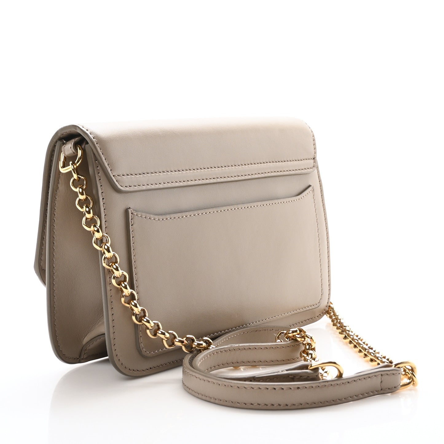 Calfskin Suede C Clutch With Chain Motty Grey