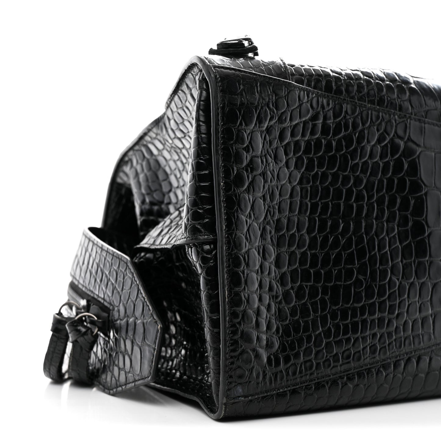 Calfskin Crocodile Embossed Neo Classic Black Hardware Medium City Black