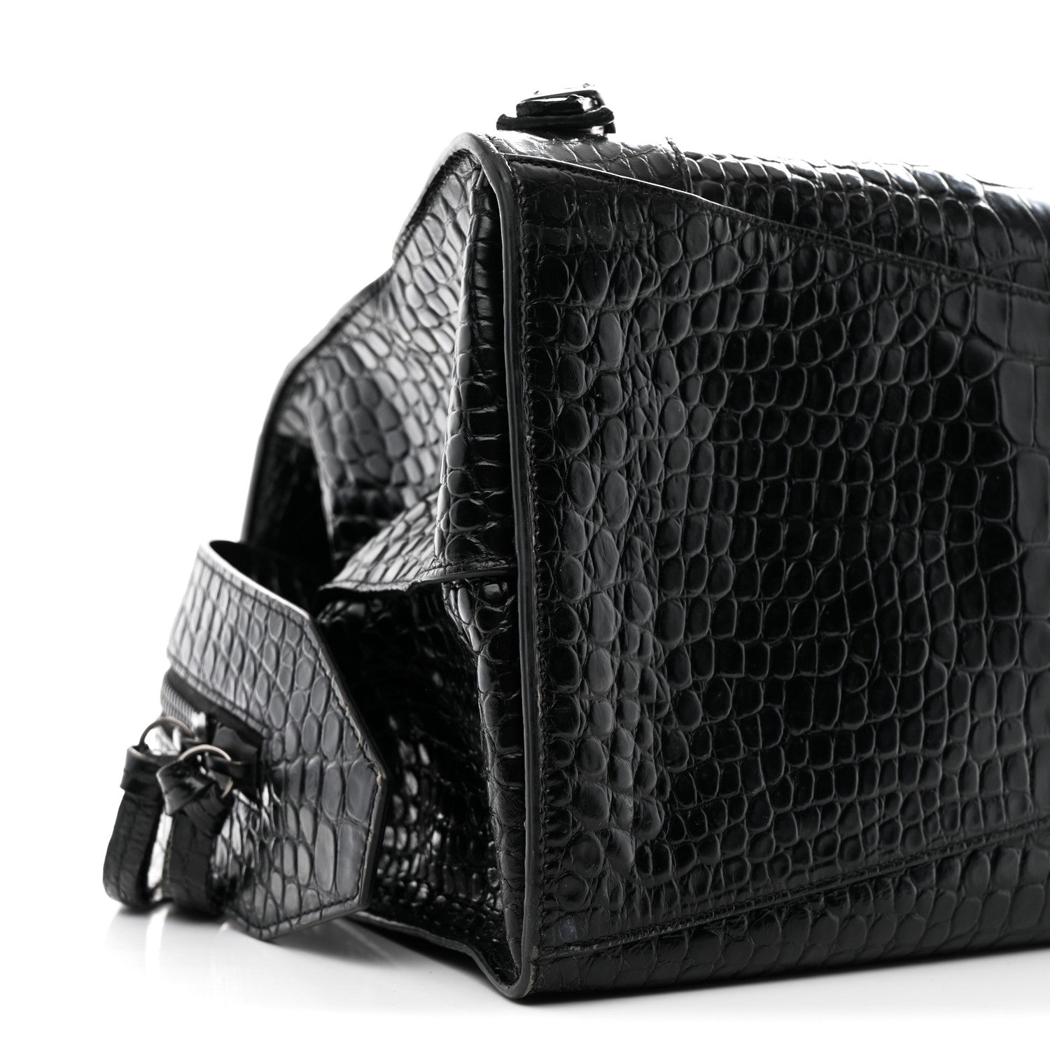 Balenciaga Calfskin Crocodile Embossed Neo Classic Black Hardware Medium City Black 10 of 18