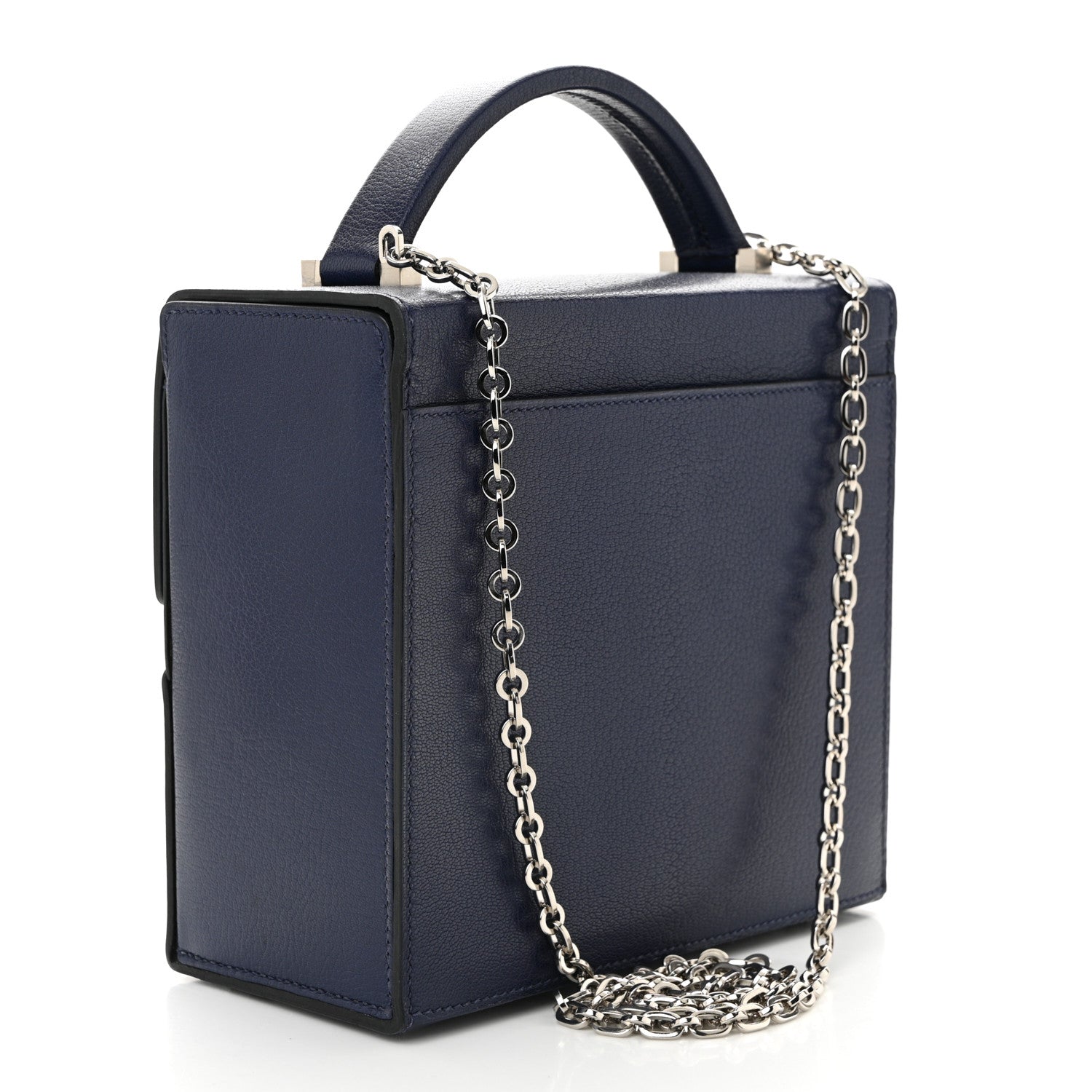 Hermes Chevre Mysore Cinhetic Boxy Top Handle Bag Blue Encre 3 of 11