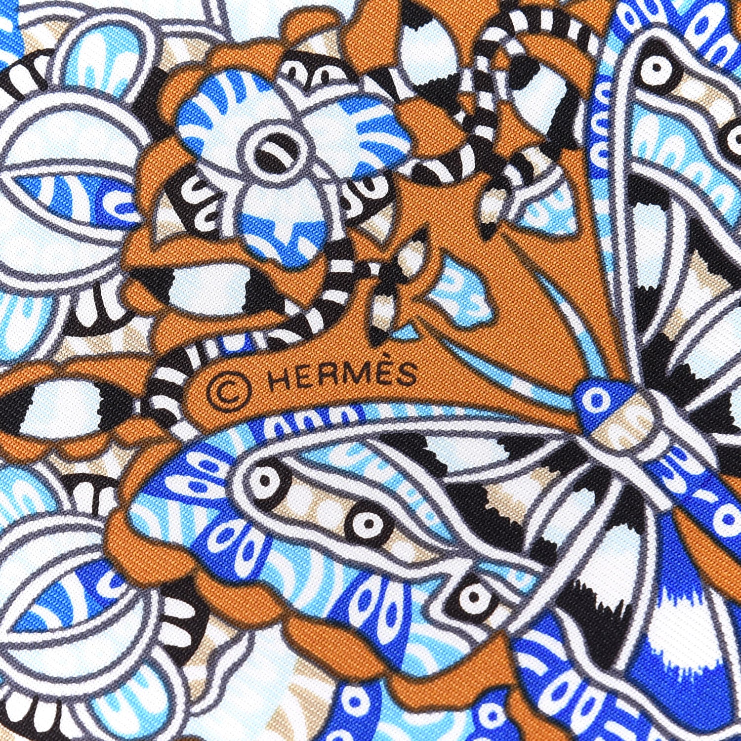 Hermes Silk La Legende de La Foret Scarf 90 Gold Bleu Black 3 of 4