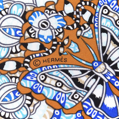 Hermes Silk La Legende de La Foret Scarf 90 Gold Bleu Black 3 of 4
