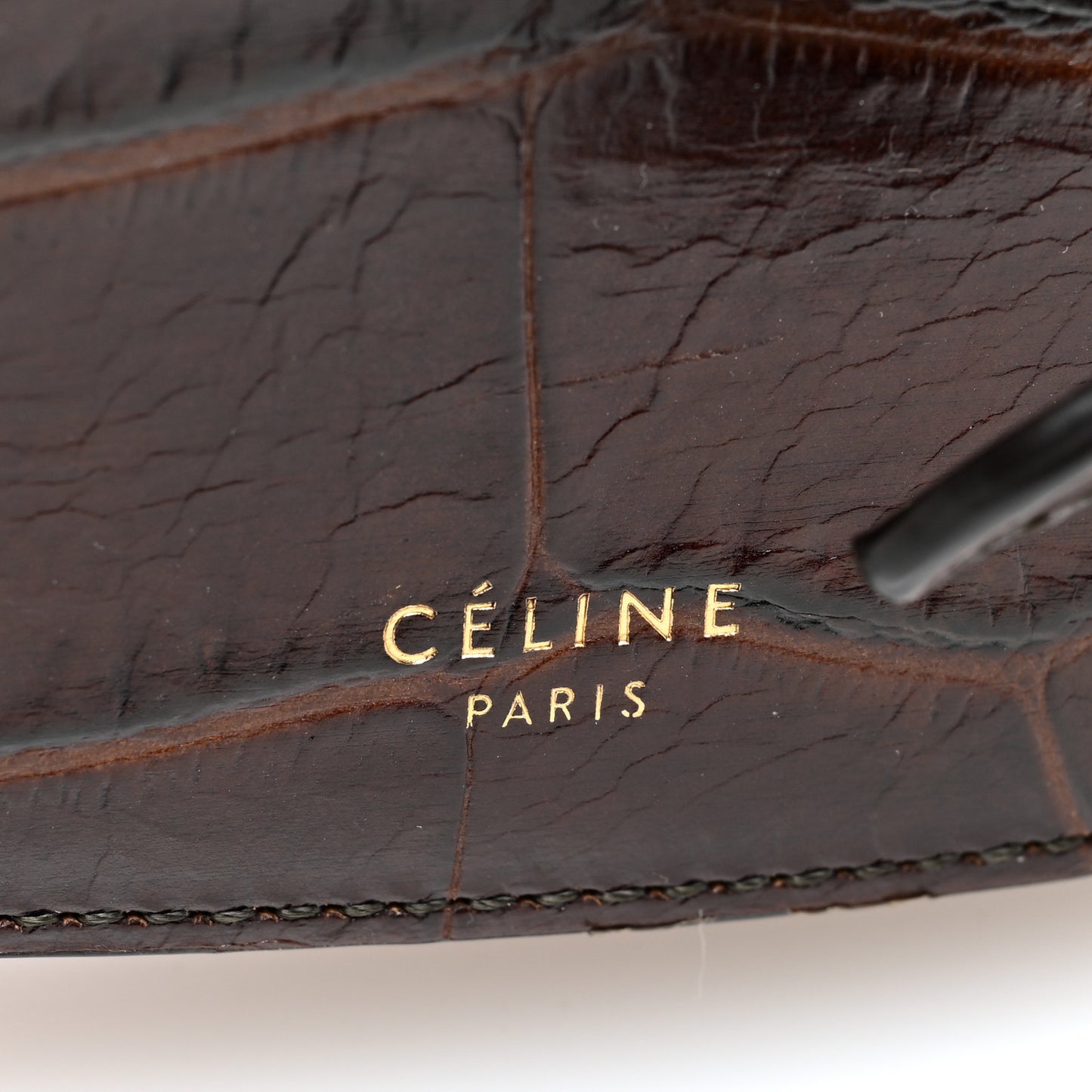 Crocodile Embossed Calfskin Mini Symmetrical Bag Brown