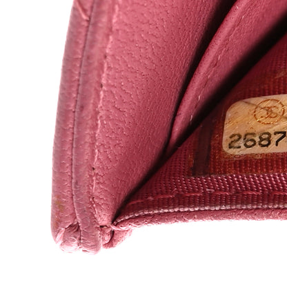 Chanel Sheepskin Quilted Vintage Mademoiselle Trifold Wallet Dark Pink 8 of 8