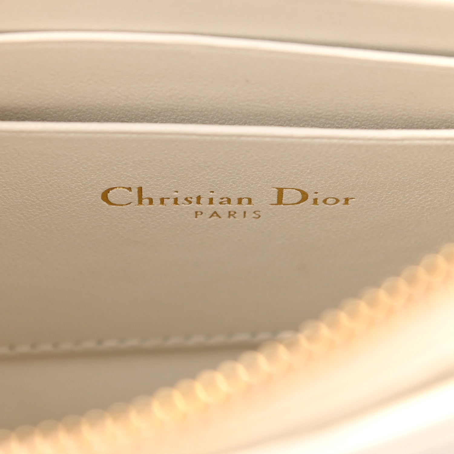 Christian Dior Calfskin Cannage Caro Zipped Pouch With Chain Latte 8 of 13