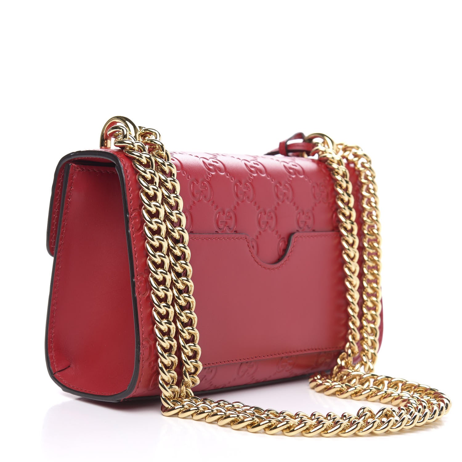 Gucci Guccissima Small Padlock Shoulder Bag Hibiscus Red 3 of 10