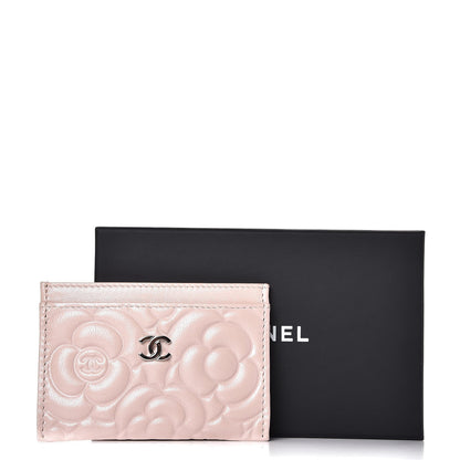 Chanel Lambskin Camellia Embossed Card Holder Nude 9 of 9