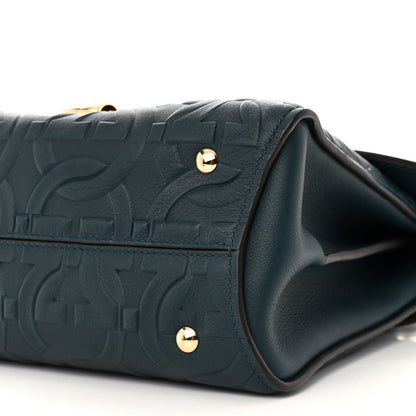 Salvatore Ferragamo Calfskin Embossed Small Margot Top Handle Divisa Green 10 of 16