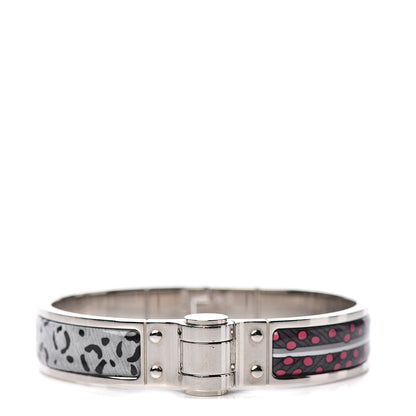 Hermes Enamel Printed Narrow Baobab Cat Hinged Bracelet S Faux Gris 1 of 5