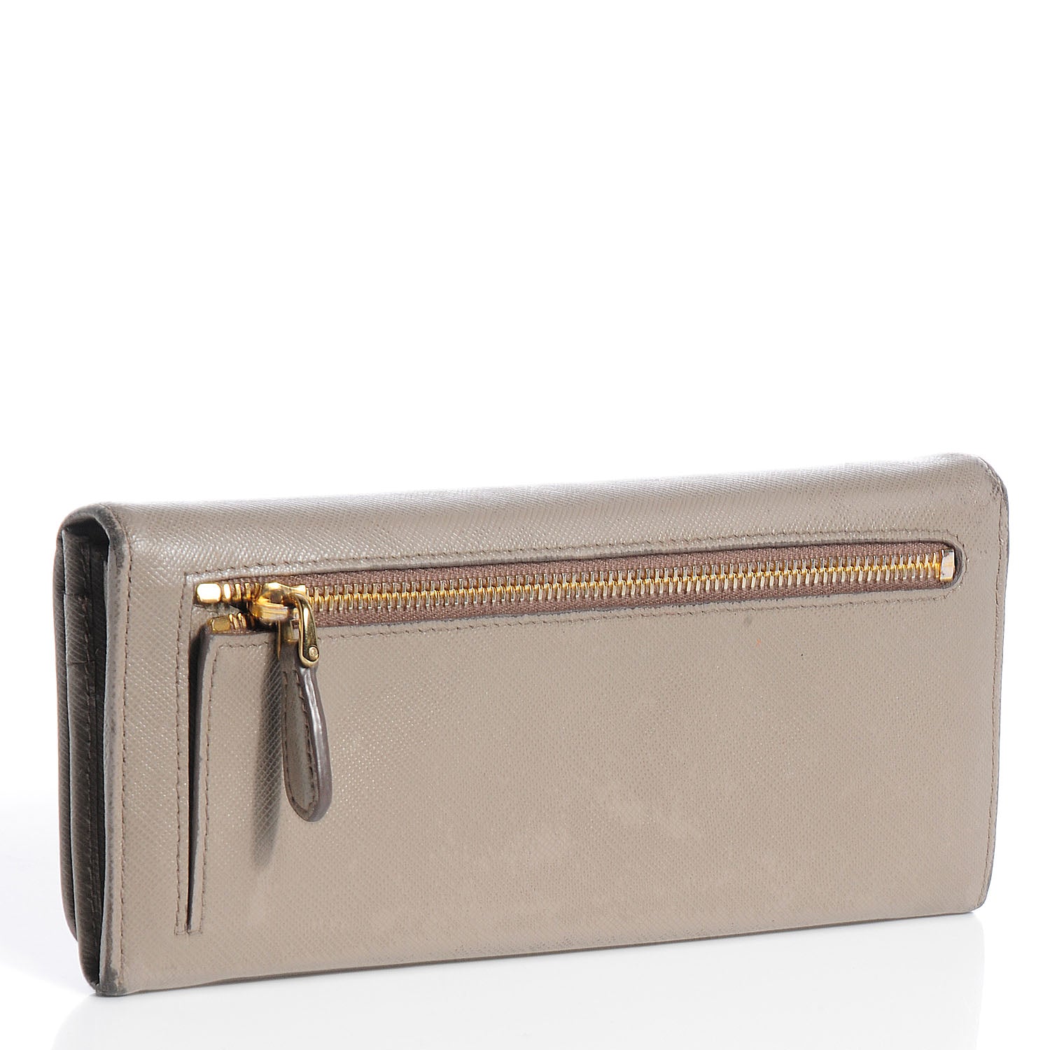 Prada Saffiano Metal Continental Flap Wallet Pomice 3 of 9