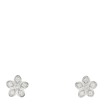 Graff 18K White Gold Diamond Petite Pave Flower Earrings 1 of 5