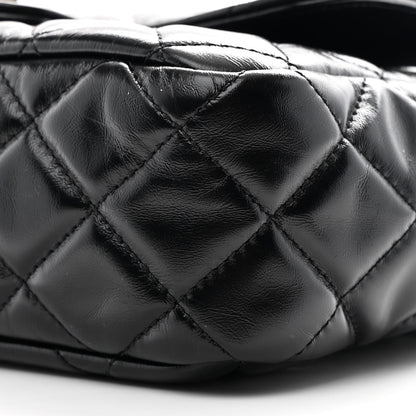 Chanel Shiny Crumpled Calfskin Quilted Wavy CC Hobo Black 9 of 10