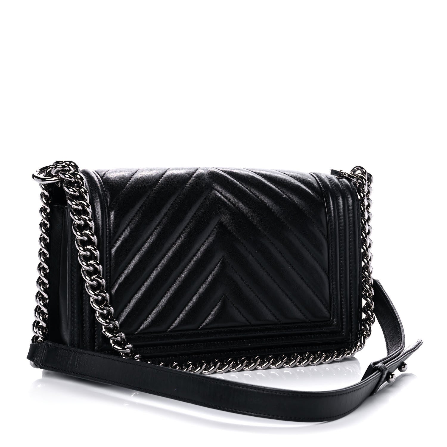 Chanel Calfskin Chevron Quilted Medium Boy Flap Black 3 of 17