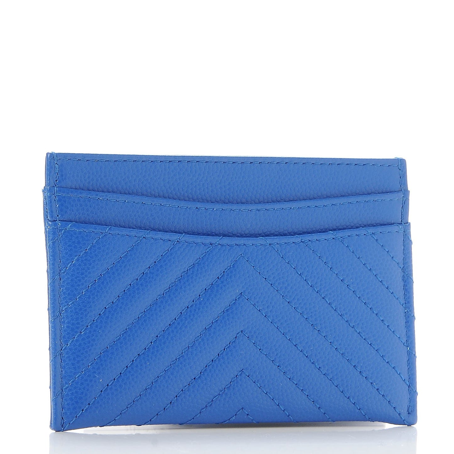 Caviar Chevron Quilted Card Holder Bright Blue