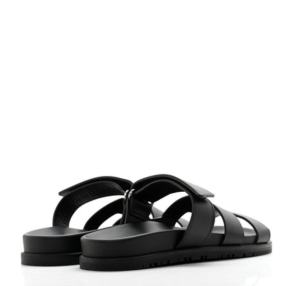 Hermes Calfskin Womens Chypre Sandals 36.5 Black 4 of 9