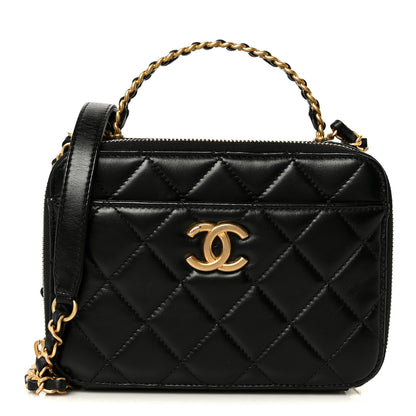 Chanel Shiny Calfskin Quilted Top Handle Vanity Black 1 of 12