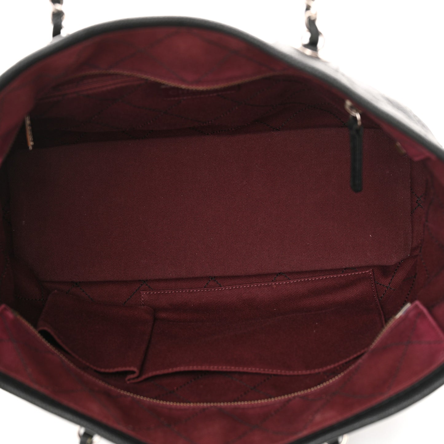 Grained Calfskin Quilted Small Daily Shopping Tote Black