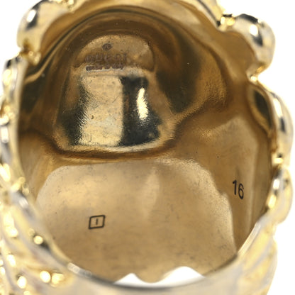 Gucci Metal Crystal Lion Head Ring 16 Aged Gold 11 of 12