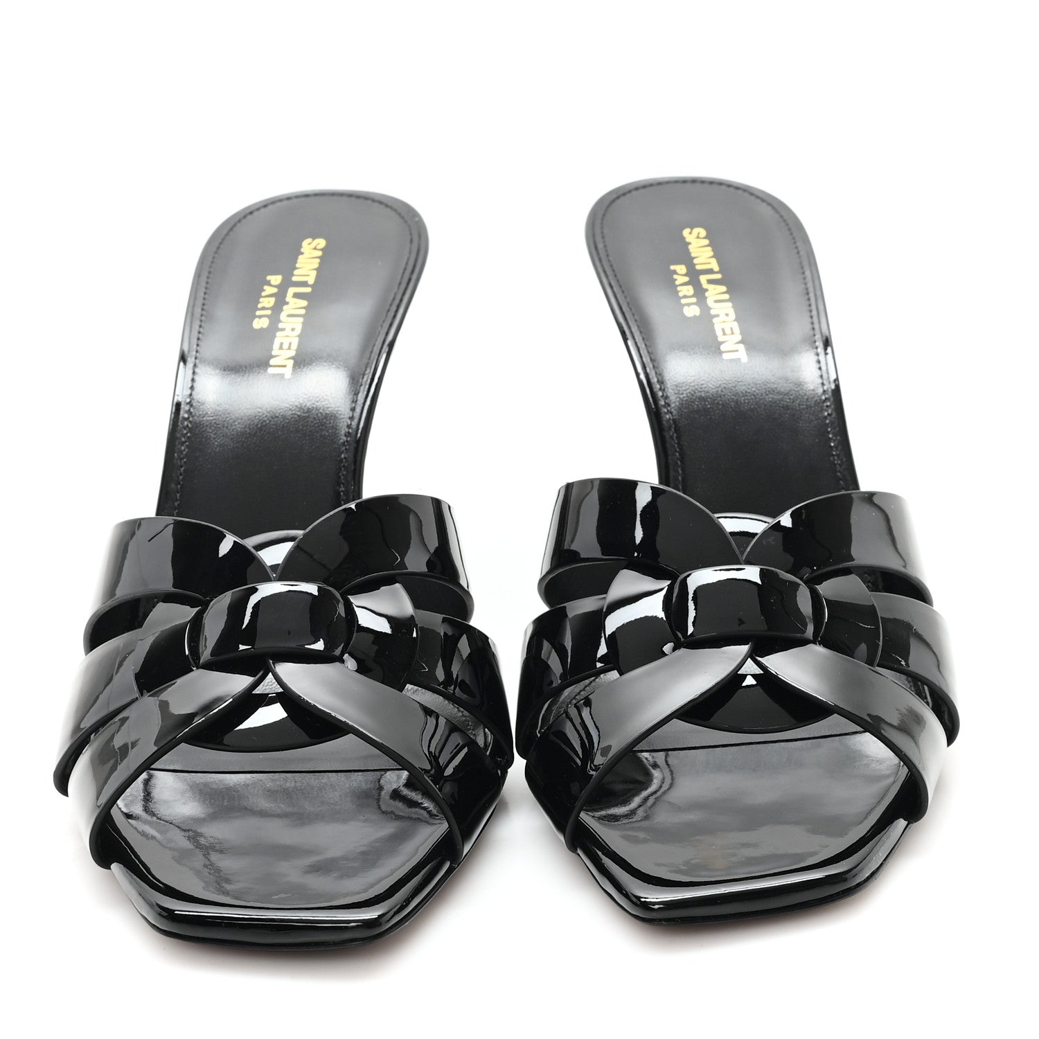 Saint Laurent Patent Calfskin Tribute 85 Slide Sandals 40.5 Black 3 of 10