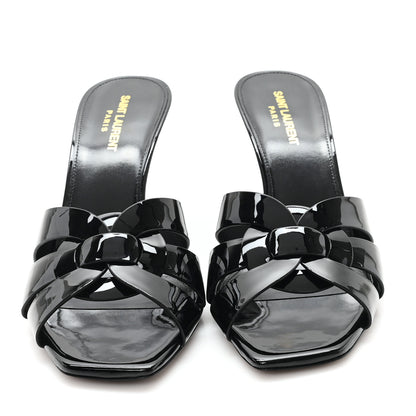 Saint Laurent Patent Calfskin Tribute 85 Slide Sandals 40.5 Black 3 of 10