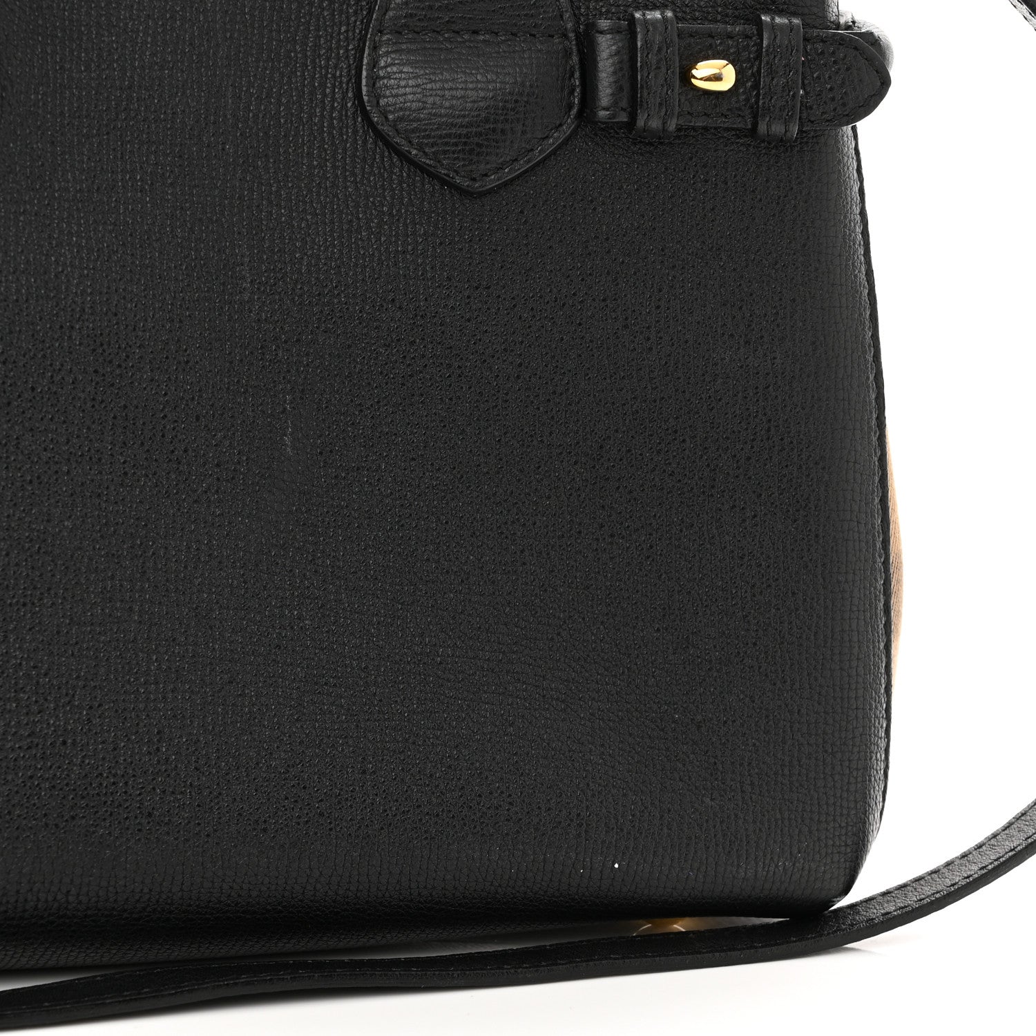 Burberry Derby Calfskin House Check Small Banner Tote Black 13 of 16