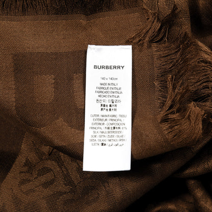 Burberry Silk Wool Monogrammed TB Print Square Scarf Dark Chesnut 3 of 3