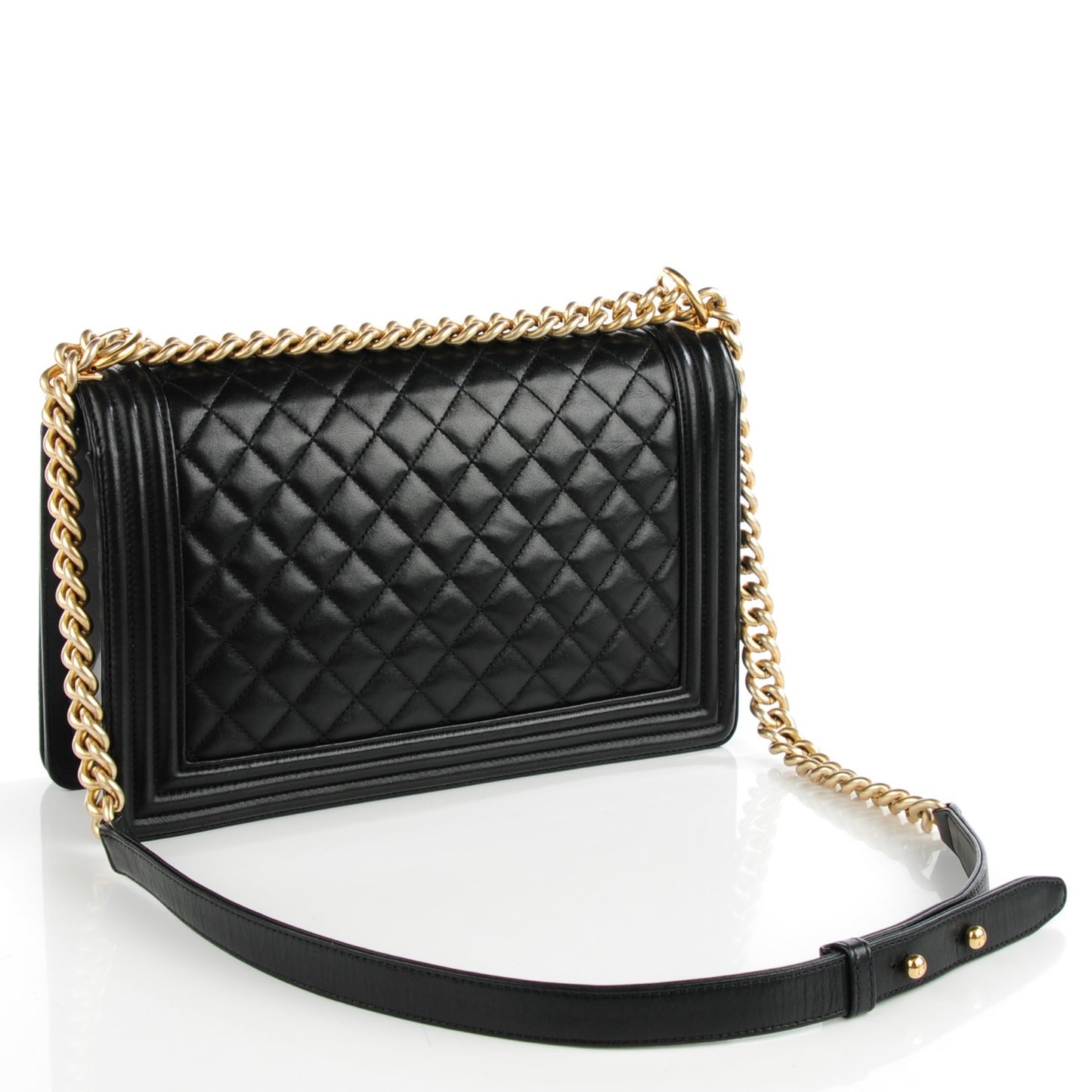 Lambskin Quilted New Medium Boy Flap Black