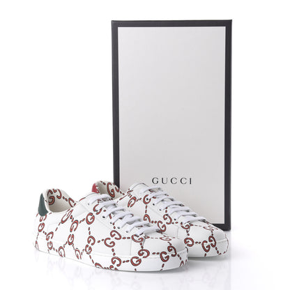 Gucci Calfskin GucciGhost Print Mens Ace Sneakers 8 White Hibiscus Red 9 of 9