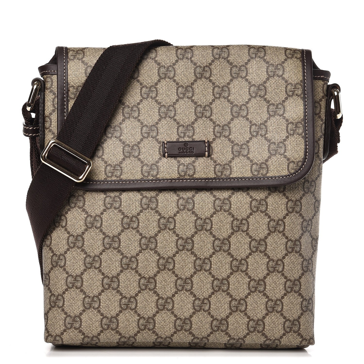 Gucci GG Plus Monogram Small Flap Messenger Bag Beige Dark Brown 1 of 8