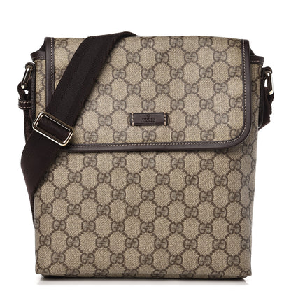 Gucci GG Plus Monogram Small Flap Messenger Bag Beige Dark Brown 1 of 8