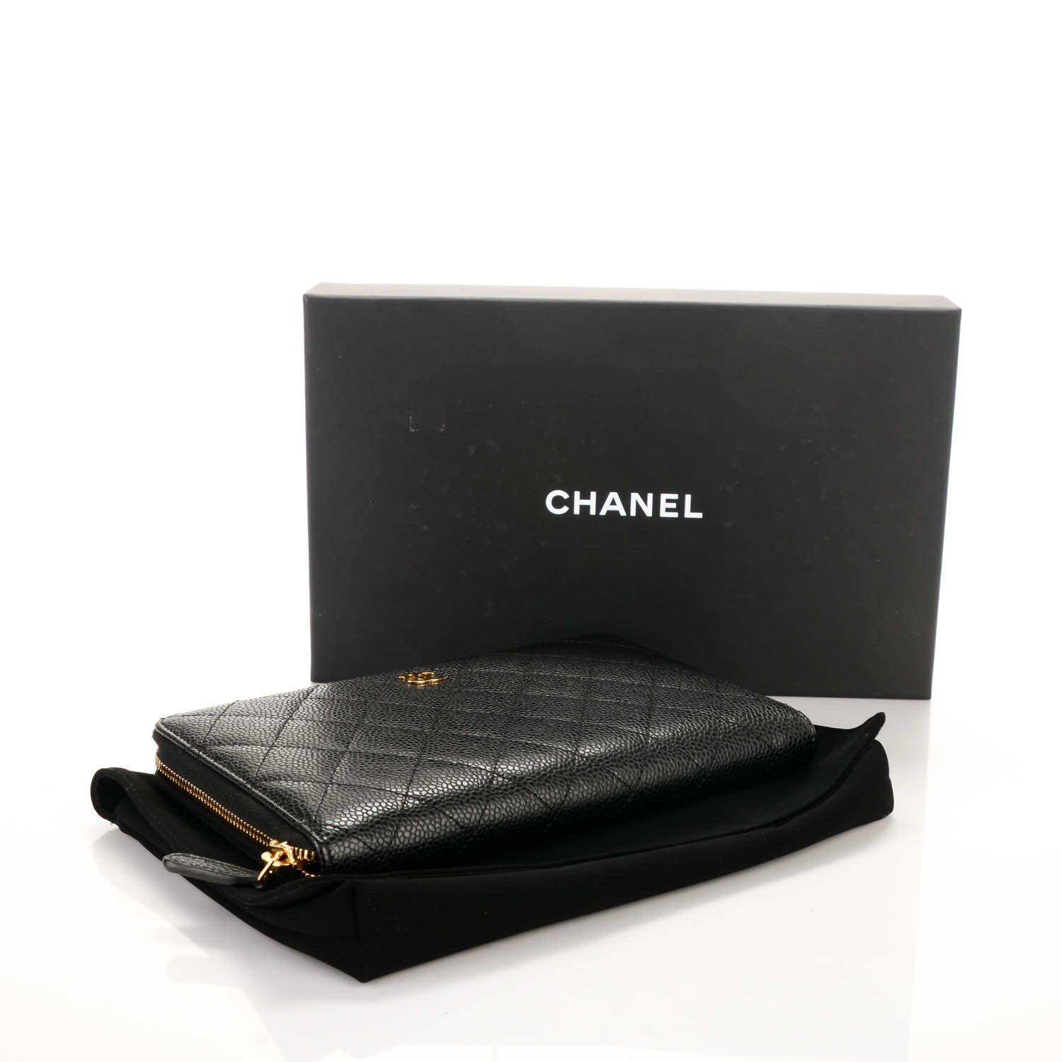 Chanel Caviar Quilted Large Zip Around Organizer Wallet Black 4 of 8