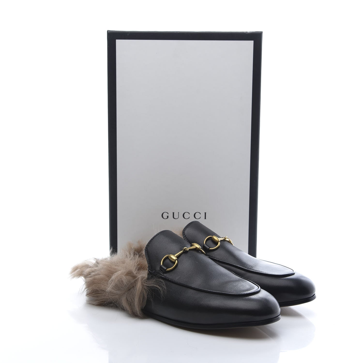 Gucci Calfskin Fur Womens Princetown Slippers 38 Black 8 of 8