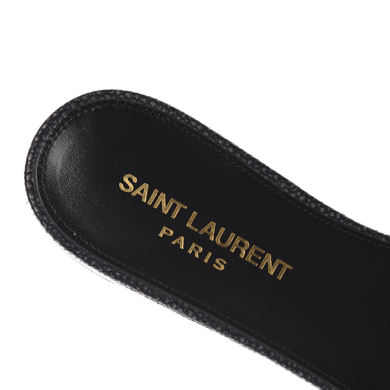Saint Laurent Calfskin Galuchat Embossed Tribute 05 Slide Sandals 36.5 Black 6 of 9