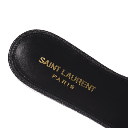 Saint Laurent Calfskin Galuchat Embossed Tribute 05 Slide Sandals 36.5 Black 6 of 9