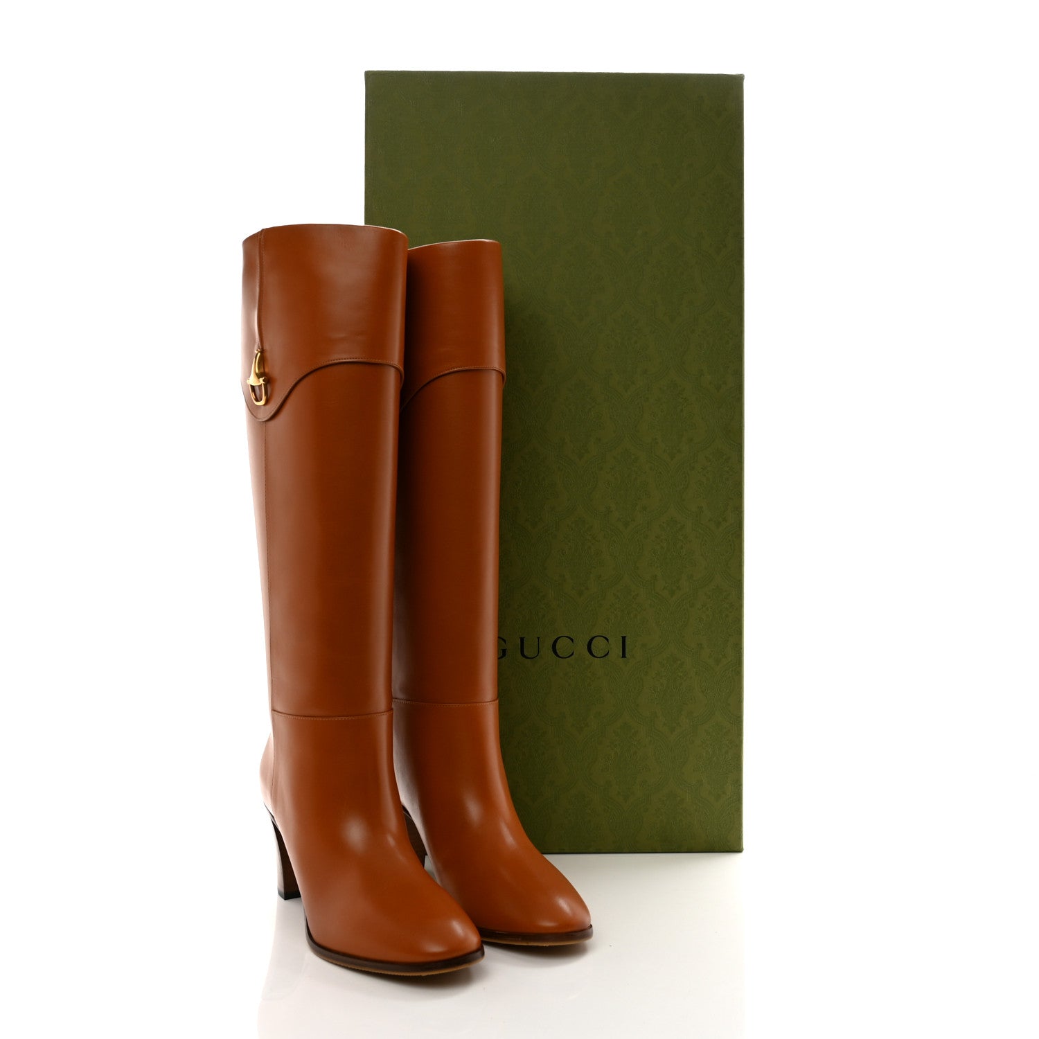 Gucci Calfskin Half Horsebit Tall Boots 41 Cognac 1546450