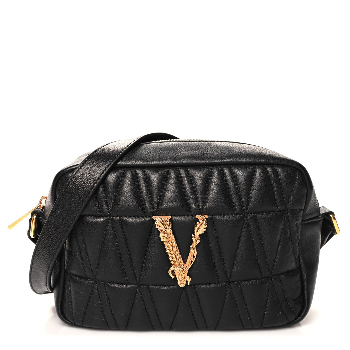 Nappa Quilted Virtus Shoulder Bag Black