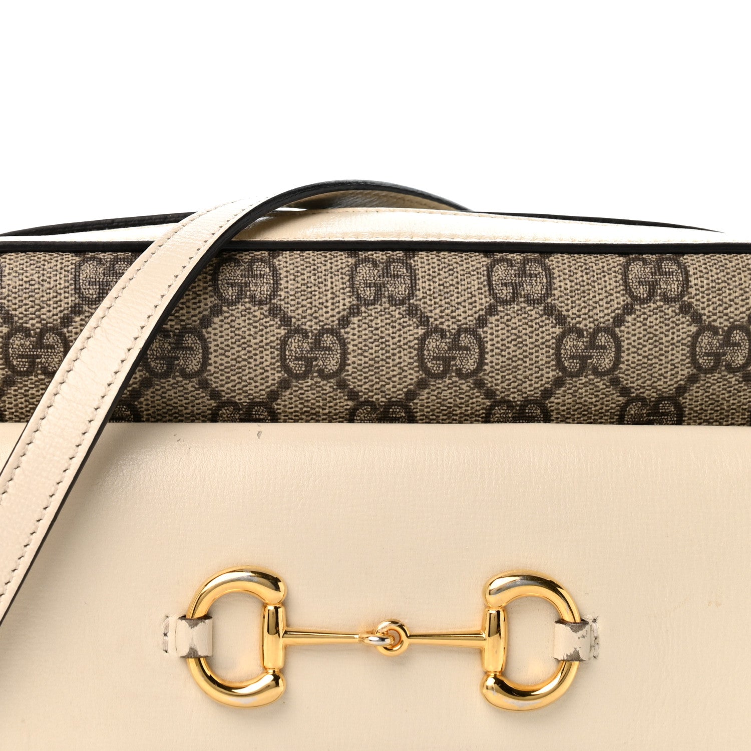 Gucci GG Supreme Monogram Small Horsebit 1955 Shoulder Bag Beige Mystic White 8 of 14